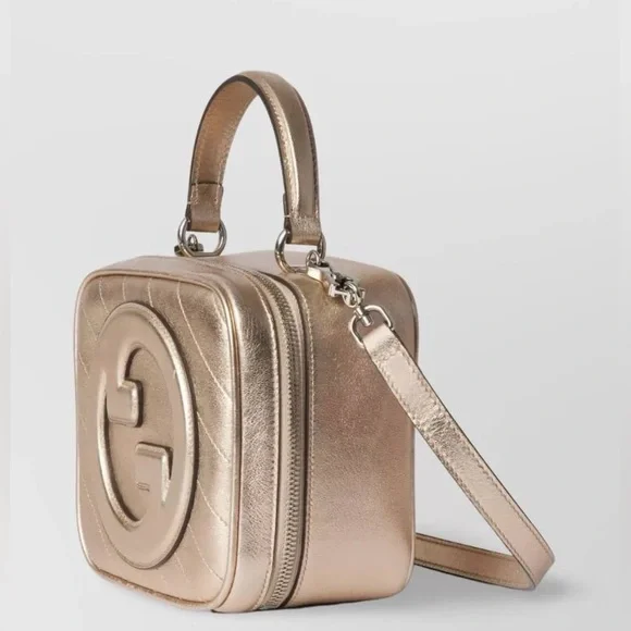 Gucci Blondie Gold Leather Top Handle Bag Rare Metallic Nappa - Picture 3 of 11